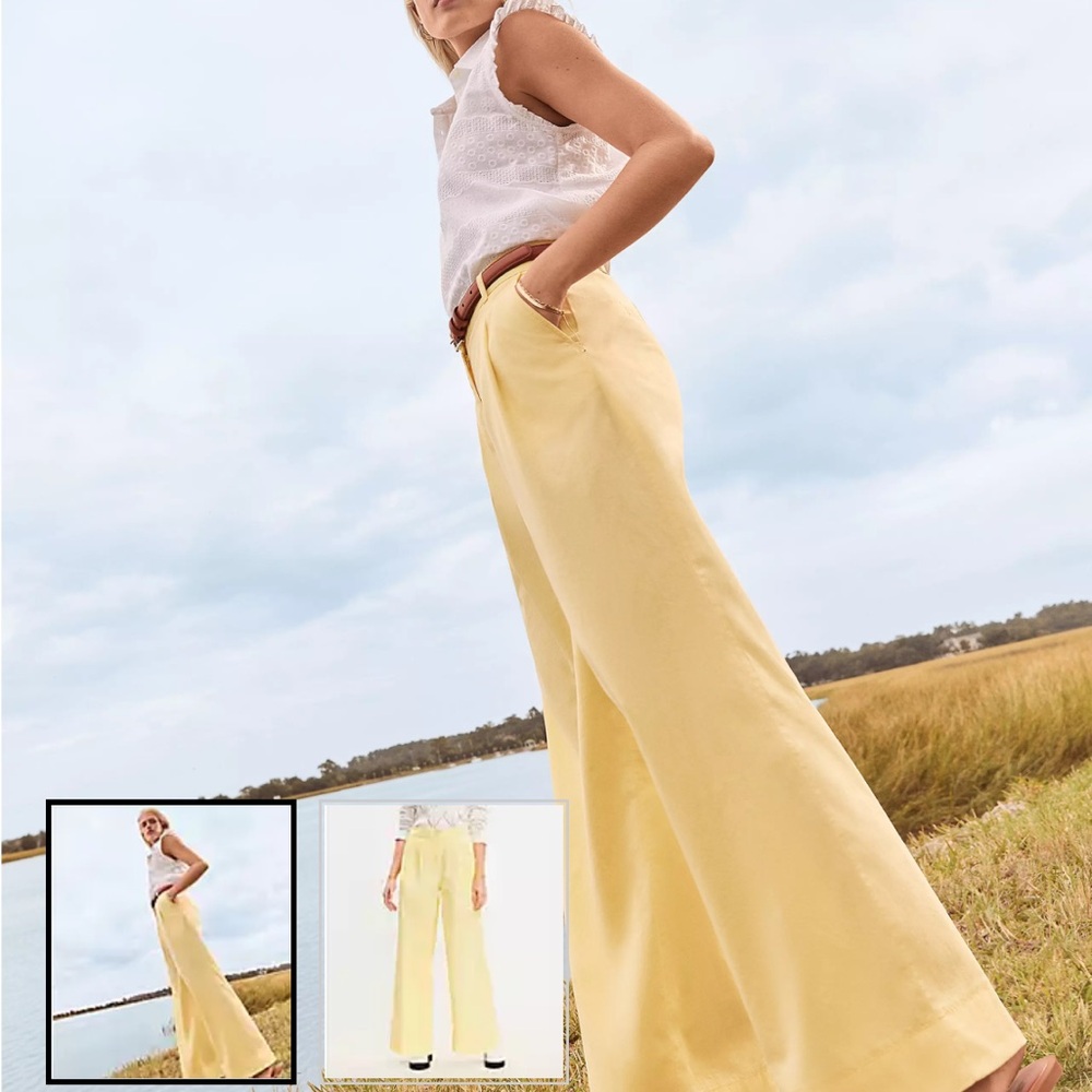 NWT Loft Wide Leg Pants in “Lemon Squeeze” color